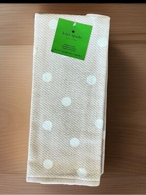 Kate Spade New York Joy Dot Kitchen Towels Set of 2 Beige White Cotton